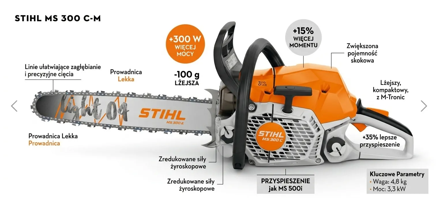 Stihl MS 300 Pilarka spalinowa 4,5 KM - 3,3 kW